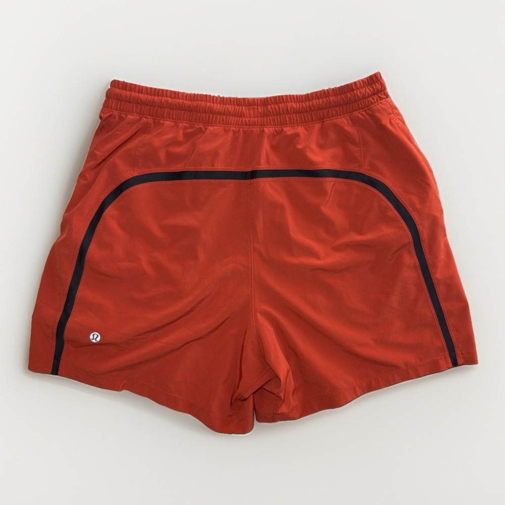 Lululemon Men's Running Shorts Orange Athletic Gym Training Lined Size Small - Picture 2 of 3